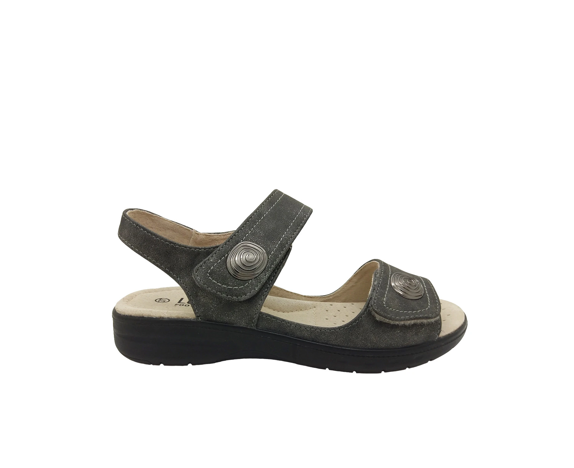 Ladies Shoes Lorella Avery Slingback Comfort Sandal Adjustable Tabs - Pewter