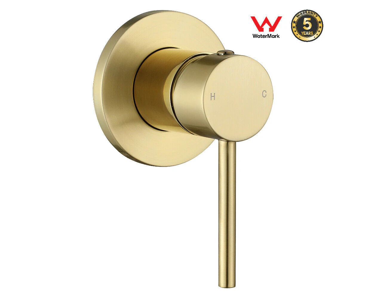 Shower Mixer Tap Brushed Gold Brass Round Wall Pin Lever Bath Faucet