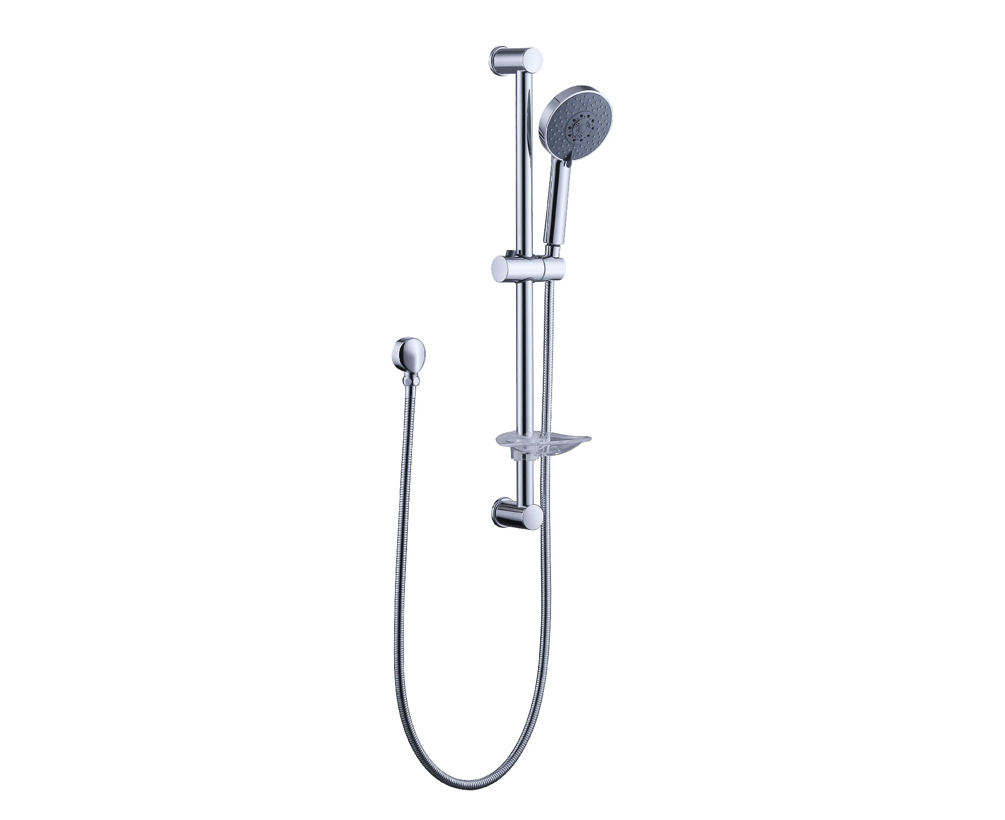 Sliding Shower Rail Set 4-Mode Handheld shower Head with Soap Holder Chrome