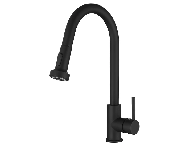 WELS Brass Kitchen Mixer Tap Sink Faucet Pull Out 2-Mode 360° Swivel Matt black