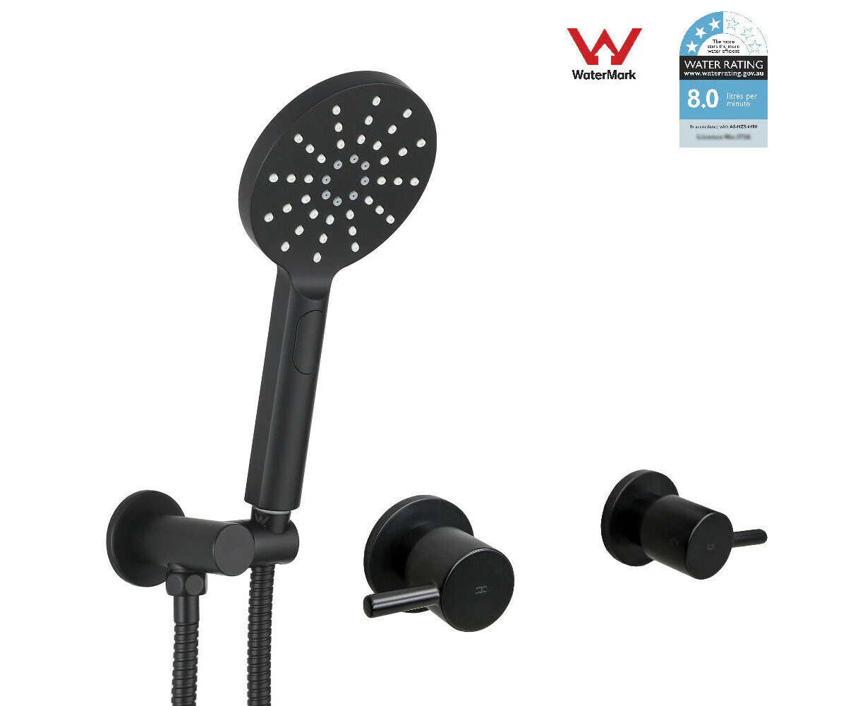 Black Handset Handheld Shower Head Swivel Wall Elbow Connector 1.5m Hose Holder Mixer Tap 1/4 Turn