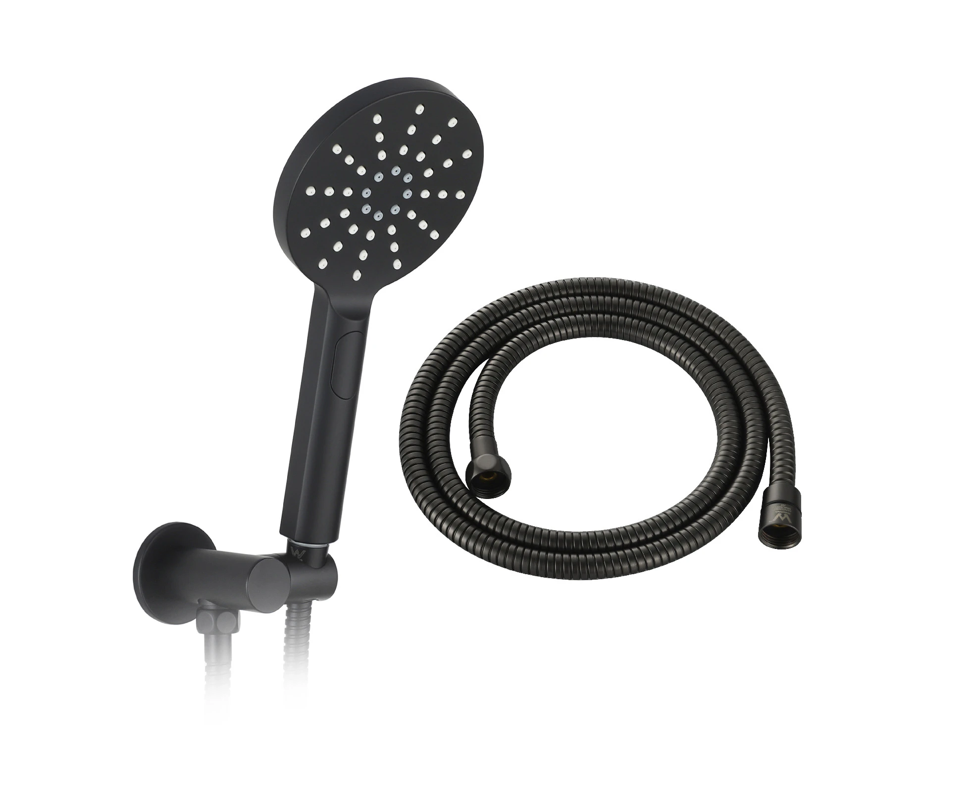 Shower Handset Black 3 Ways Shower Head Hand Held Shower Hose Swivel Water Inlet Wall Elbow Connector WELS