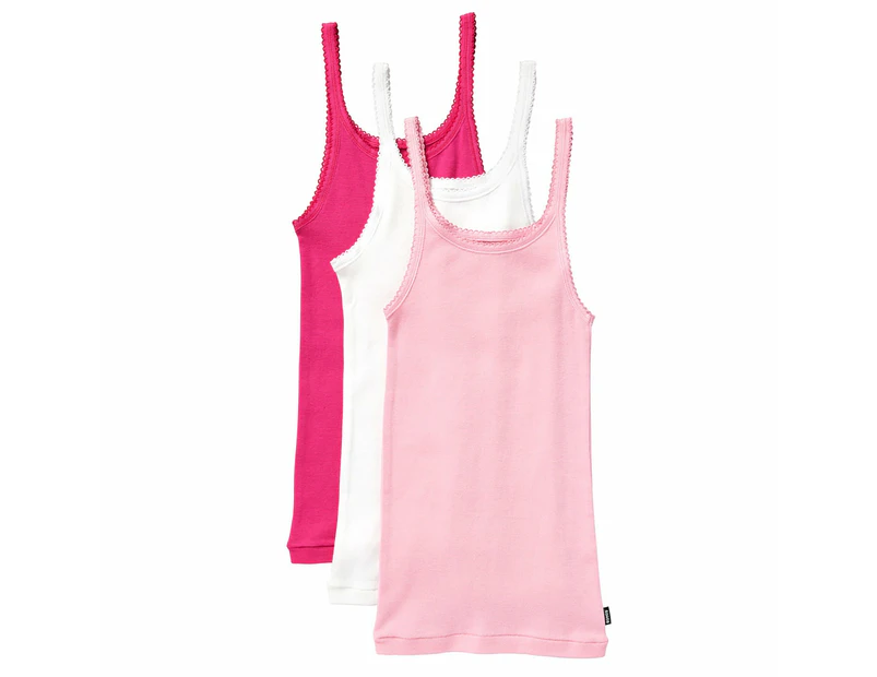 3 Pack Bonds Girls Kids Pink White Teena Undergarments Cotton Singlet Tank  Top UYG43W