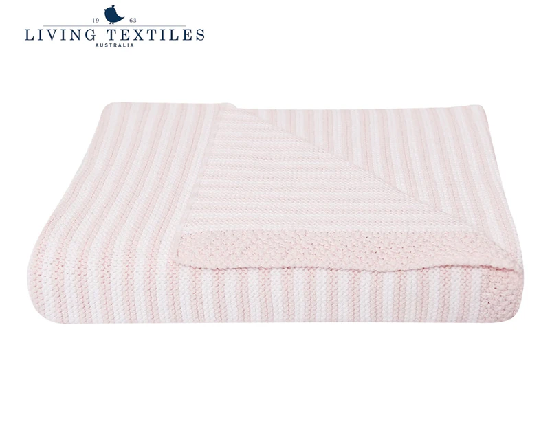 Living Textiles 75x85cm Knitted Stripe Blanket - Blush/White