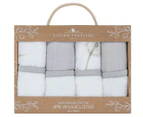 Living Textiles Organic Muslin Washcloths 4-Pack - Dandelion/Grey