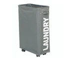 Foldable Dirty Clothes Storage Bag Laundry Basket Hamper Organizer On Wheels - Grey