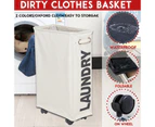 Foldable Dirty Clothes Storage Bag Laundry Basket Hamper Organizer On Wheels - Grey