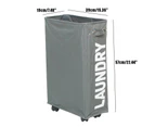 Foldable Dirty Clothes Storage Bag Laundry Basket Hamper Organizer On Wheels - Grey