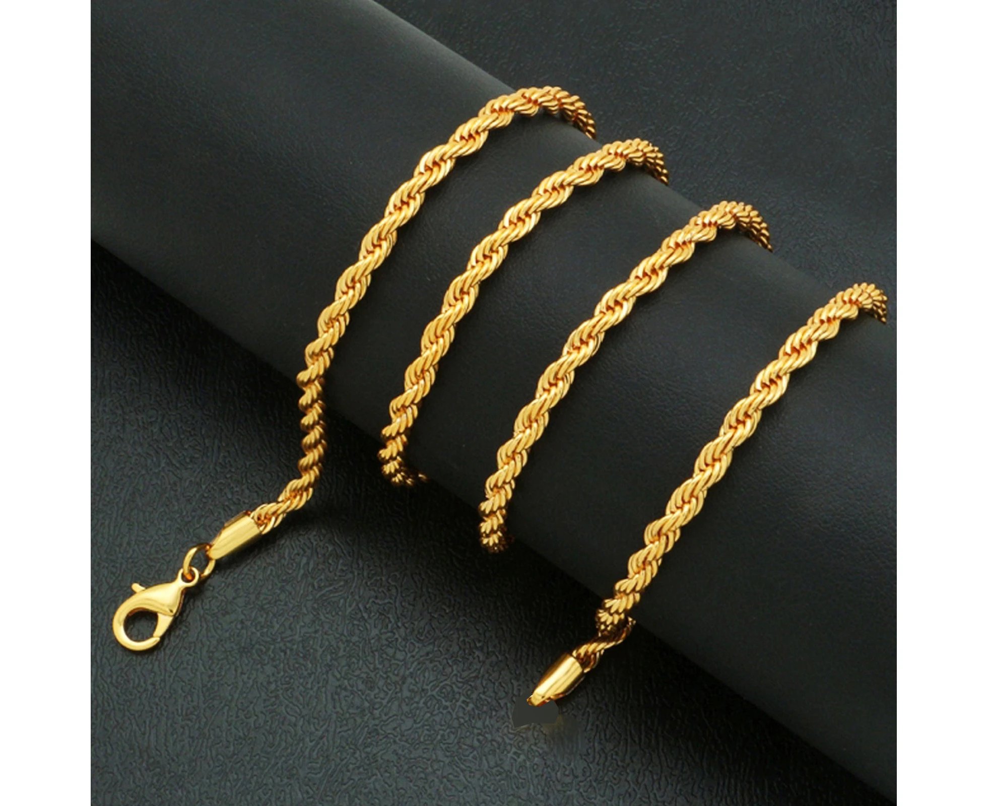 18k Gold F 50cm 20'' Necklace 3mm Solid Twist Wave Woven Rope Chain AUS MADE