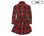 Polo Ralph Lauren Girls' Plaid Cotton Twill Dress - Red/Black