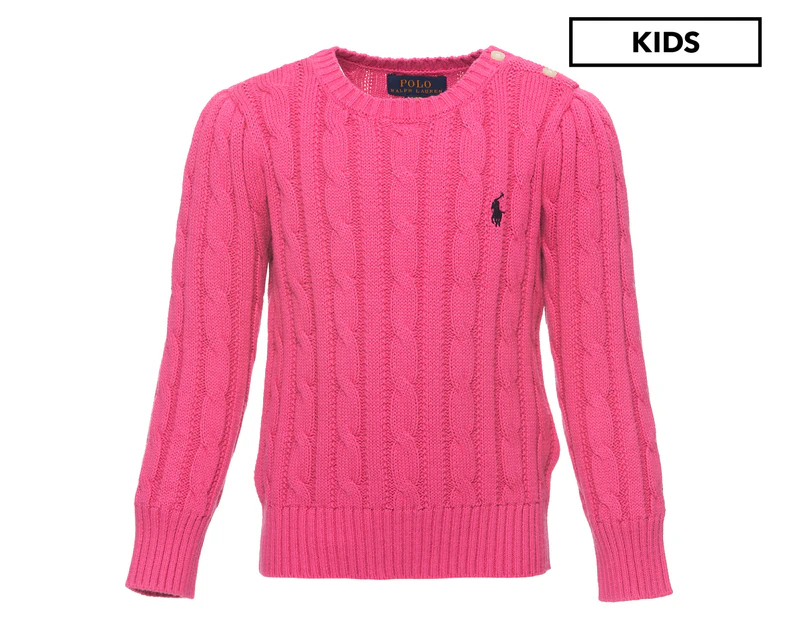 Polo Ralph Lauren Girls' Cable-Knit Cotton Sweater - College Pink