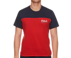 Polo Ralph Lauren Men's Breathable Mesh Crewneck Pyjama Tee / T-Shirt / Tshirt - Red/Cruise Navy