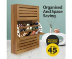 Oak Shoe Cabinet Rack Wooden Shelf Organiser w/3 Drawers 45 Pairs Shoes Storage