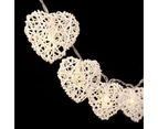 3M 20 LED Bulb White Heart 7cm Rattan Cane Fairy Lights Battery Powered String Lights Christmas Gift Home Wedding Party Bedroom Decor Table Centrepiece