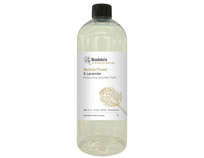 1L Hand Wash Refill Banksia Lavender Bosisto's Moisturising Soap Free Liquid Gel