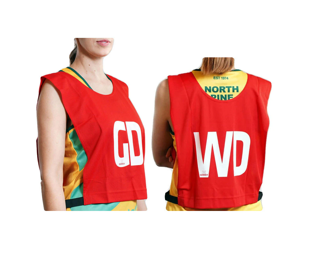 7pc Summit Team Bibs Netball Games/Sports Player Jersey Training Bib 14y+ Red