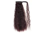 24" Curly Hair Clip Black Corn Wave Ponytail Drawstring In Real Natural Fluffy -Dark Brown