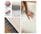 Oval-Shaped Artificial Wool Fur Soft Plush Rug Carpet -Grey