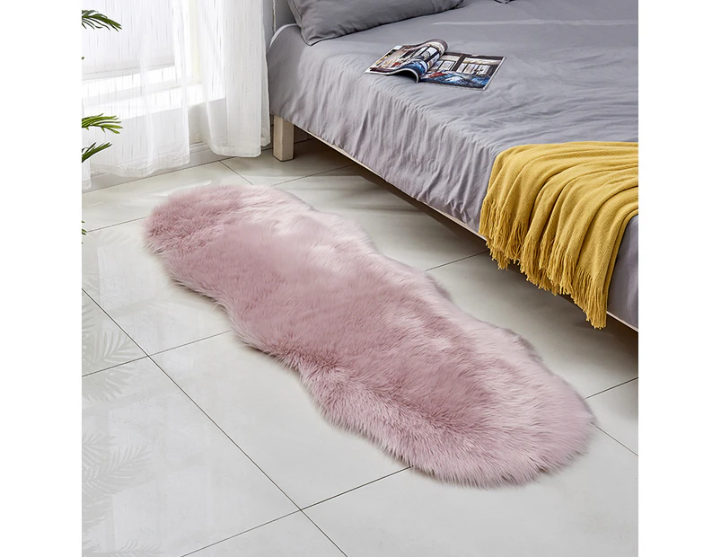 Irregular Artificial Wool Fur Soft Plush Rug Carpet - Pink