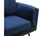 Single Seater Armchair Sofa Modern Lounge Accent Chair in Soft Blue Velvet with Wooden Frame