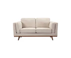 2 Seater Sofa Beige Fabric Modern Lounge Set for Living Room Couch with Wooden Frame