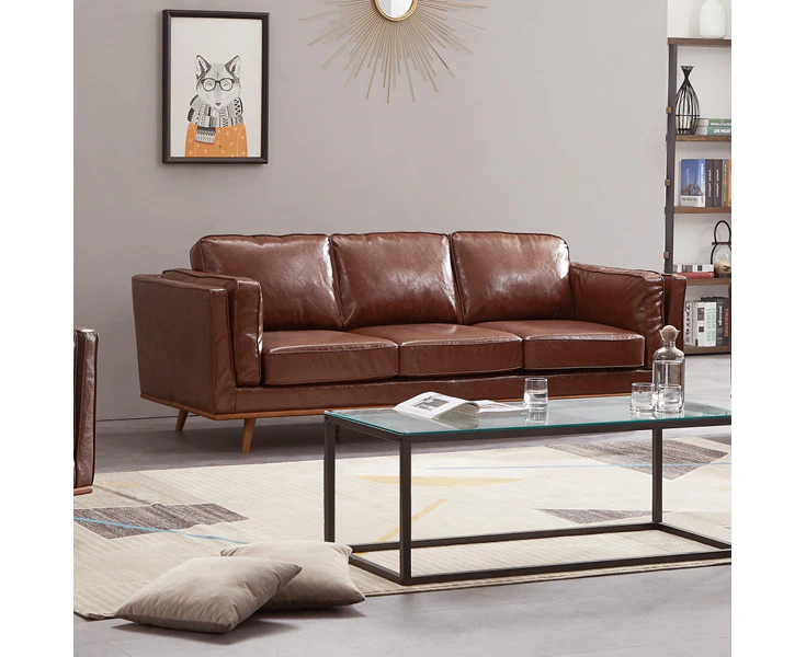 Melbournians Furniture Stylish Leatherette Brown York Sofa  3 Seater