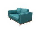 2 Seater Sofa Teal Fabric Lounge Set for Living Room Couch with Wooden Frame