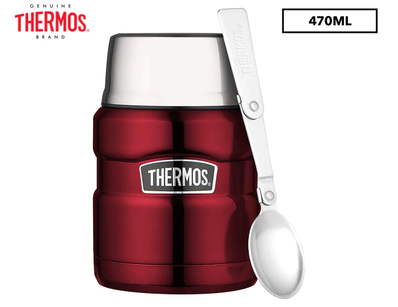 Thermos 470mL Vacuum Insulated Food Jar w/ Spoon - Red/Silver