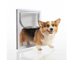 PVC 2 Way Lockable Pet Dog Cat Safe Security Brushy Flap Door - White