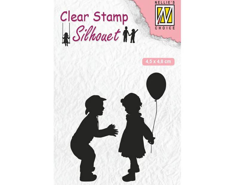 Nellie Snellen Clear Stamps Silhouette Child's Play - Children with Balloon SIL046