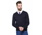 Wessi Mens V Neck  Sweater - Navy Blue