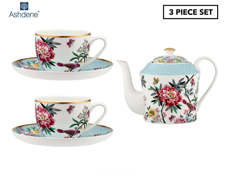 Ashdene 3-Piece Jardin Peony Teapot & Teacup Set