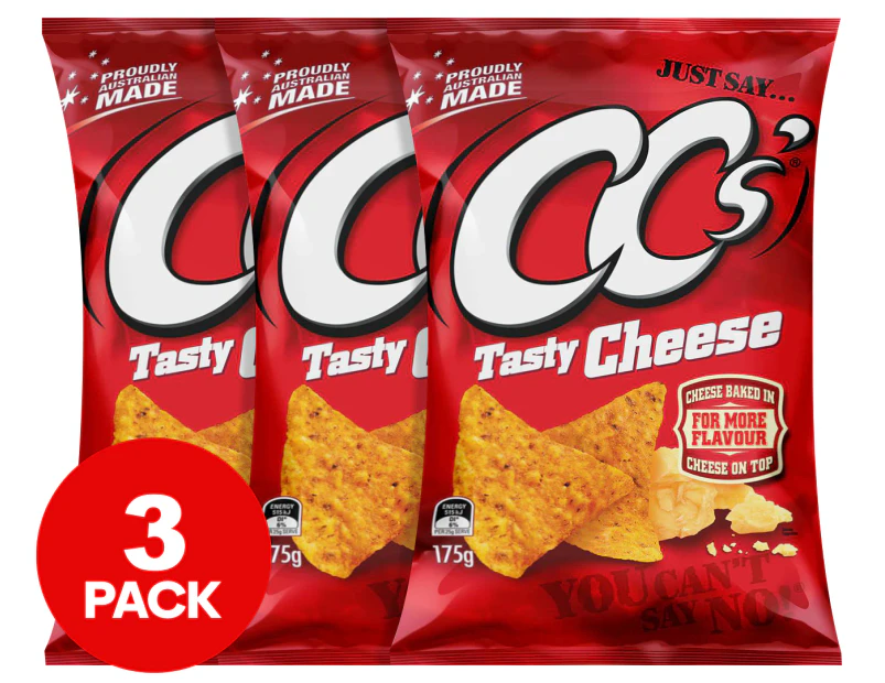 3 x CC's Corn Chips Tasty Cheese 175g