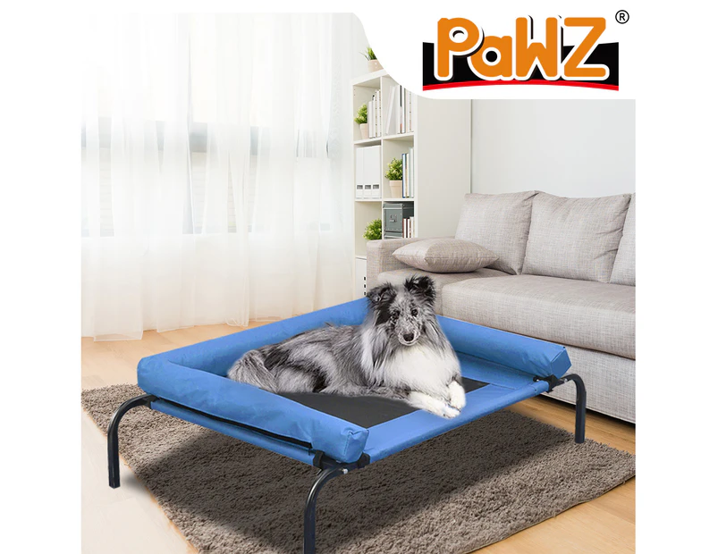 PaWz Pet Bed Heavy Duty Frame Hammock Bolster Trampoline Dog Puppy Mesh L Blue