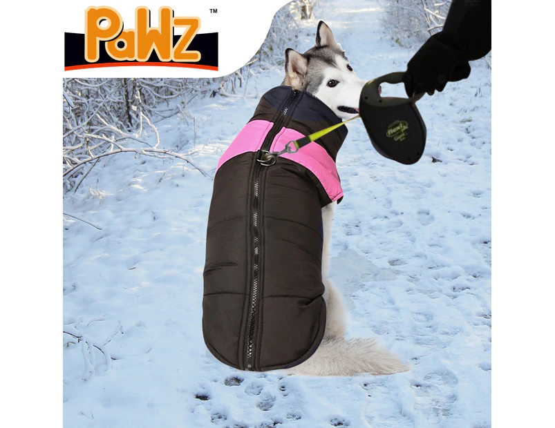 PaWz Dog Jacket Large Pet Jackets Coat Waterproof Clothes Winter Vest Pink 2XL