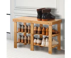 Bamboo Shoe Rack Stand Bench 3 Tier Cabinet Shoes Storage Shelf Organiser 81cm