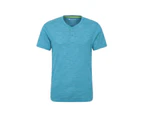 Mountain Warehouse Mens Hasst Henley Tee Lightweight Outdoors Casual T-Shirt Top - Blue