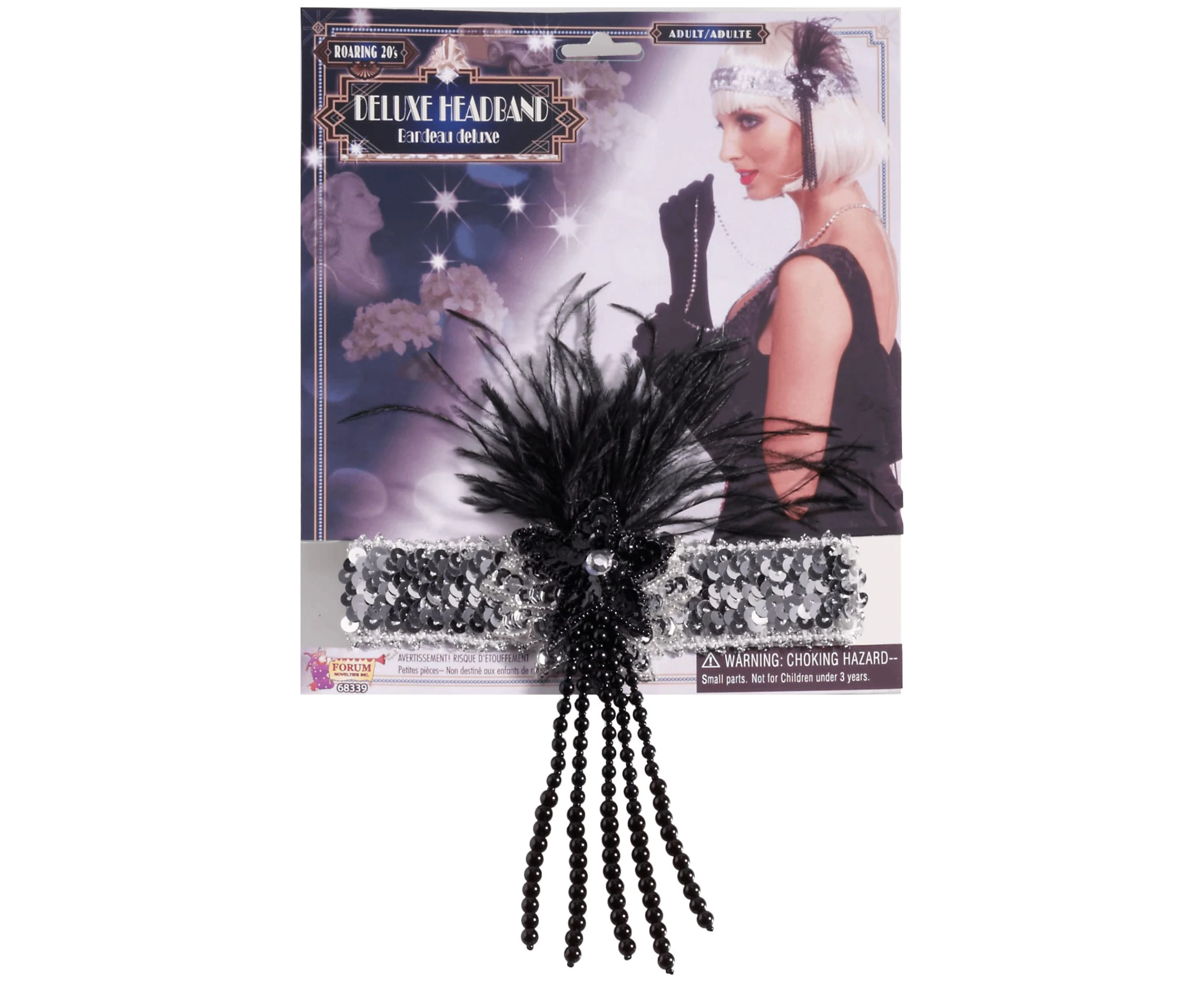 Charleston Flapper 1920s Peacock Deluxe Silver Sequin Women Costume Headpiece