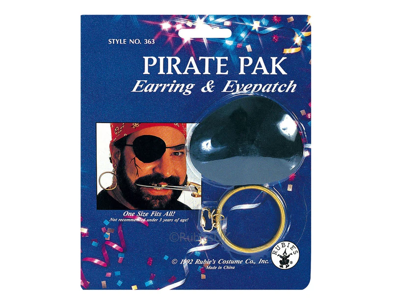 Pirate Jack Sparrow Captain Cutthroat Buccaneer Men Costume Earring Eyepatch