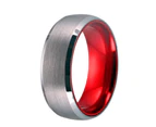 Tungsten Silver Red  Wedding Ring