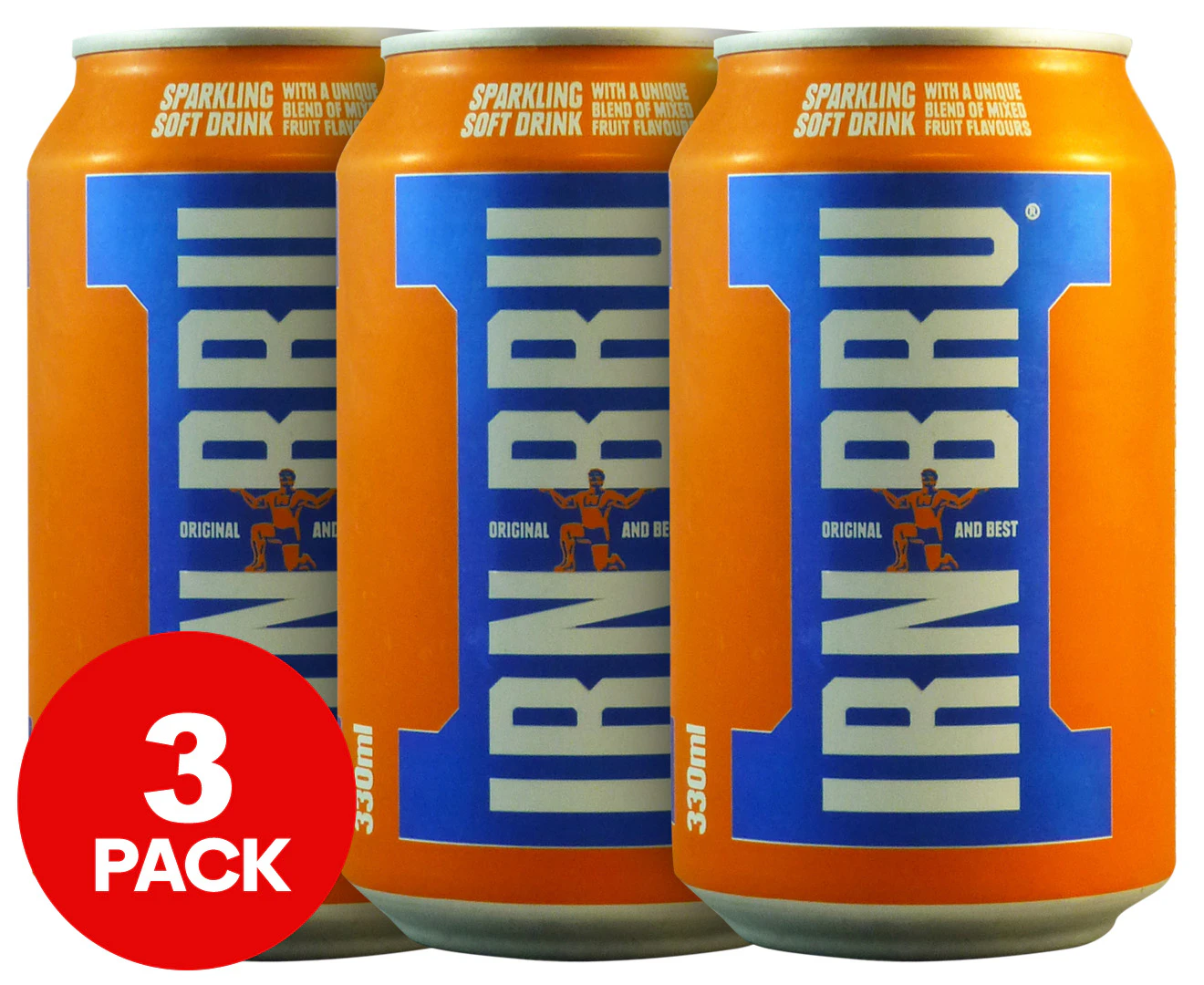 3 x Barr Irn Bru Sparkling Soft Drink 330mL