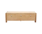 TV Cabinet with 3 Storage Drawers with Shelf Solid Acacia Wooden Frame Entertainment Unit in Oak Colour