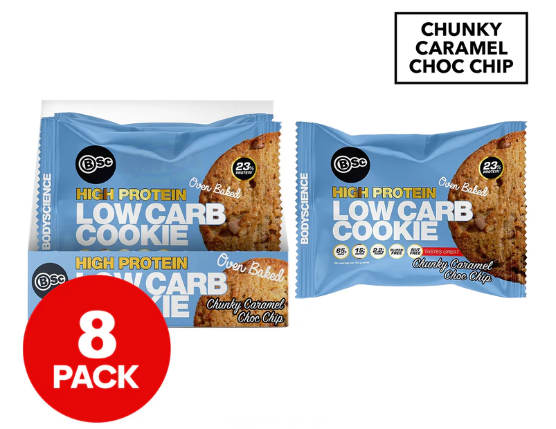 8 x BSc High Protein Low Carb Cookie Chunky Caramel Choc Chip 65g