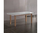 Dining Table White Top High Glossy Wooden Base