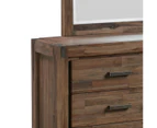 Dresser with 6 Storage Drawers in Solid Acacia & Veneer With Mirror in Chocolate Colour