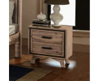 Bedside Table 2 drawer Side Table Night Stand with Solid Acacia Storage in Sliver Brush Colour
