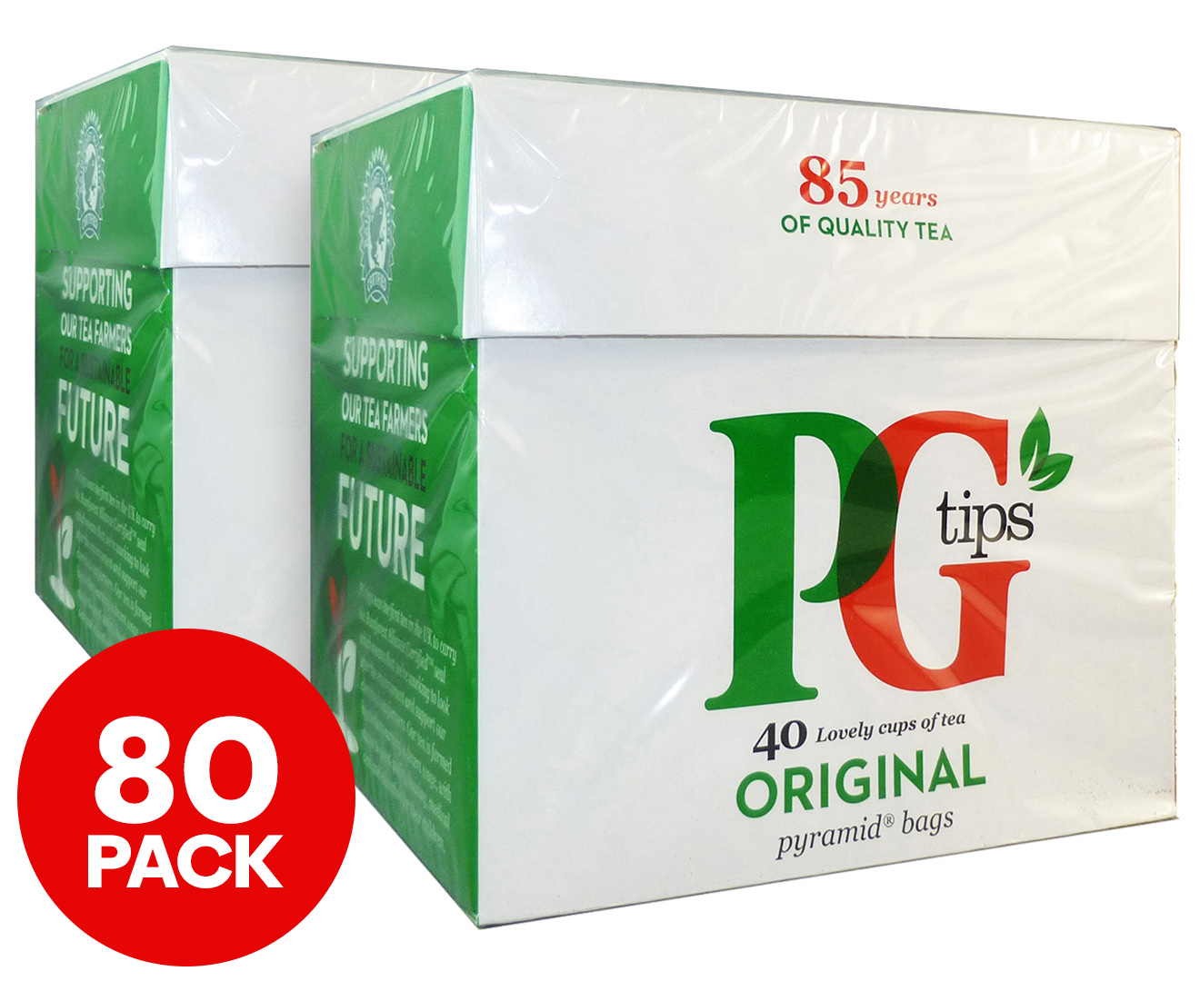 PG Tips Black Tea, Pyramid Tea Bags, 40 ct, 2 pk 
