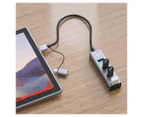 mbeat 20cm 4-Port USB 3.0 Hub w/ 2-in-1 USB 3.0 & USB-C Converter - Silver