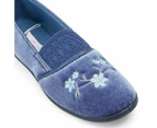Womens Grosby Sasha Slippers Ladies Mid Blue Heather Shoes Slip On Flats Synthetic - Mid Blue