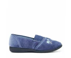 Womens Grosby Sasha Slippers Ladies Mid Blue Heather Shoes Slip On Flats Synthetic - Mid Blue